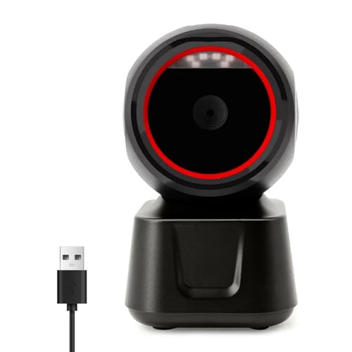 Lychae 1D 2D QR 有線バーコード スキャナー 自動感知リーダー USB デスクトップ バーコード リーダー