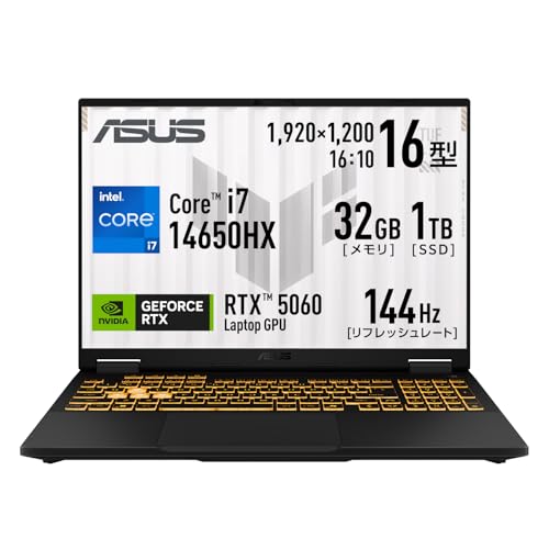【Amazon.co.jp限定】 ASUS ゲーミングノートPC TUF Gaming F16 FX608JMI 16インチ GeForce RTX 5060 インテル Core ...