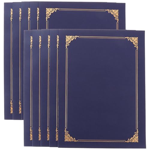 HEALLILY 10個入り 青色の証明書用紙カバー 賞状ホルダー A4対応 紙素材作られた クラシックシンプルなデザインの 卒業式や授賞式に最適な 証明書保護カバー
