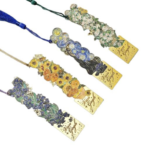 栞 おしゃれ しおり ゴッホしおり モネ アート 綺麗 ブックマーク 栞セット おしゃれ 華やか エレガント感 アート 銀 中空トリム 紐付き 学生 教師 読書 絵画 グッズ 本 ...