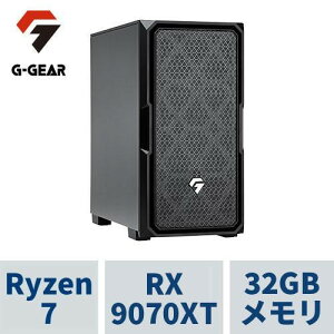 ゲーミングPC G-GEAR GE7A-L261BH/CP3 Ryzen7 9800X3D /RADEON RX9070XT /32GBメモリ /1TB SSD /WiFi7+Bl...