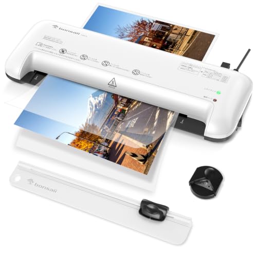 bonsaii ラミネーター A3/A4/B5/はがき/名刺サイズ対応 80/100μmフィルム対応 ウォームアップ時間3-4分 気泡なし 波打防止 簡単操作 家庭用 業務用 軽量...
