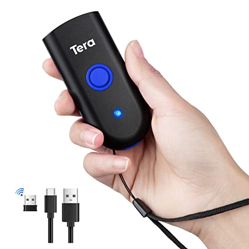 Tera バーコードリーダー 小型 レーザー 1次元 Bluetooth ワイヤレス 2.4G 有線 無線 時間スタンプ 日本語取扱説明書付き 充電式 手持ち式 1100-L