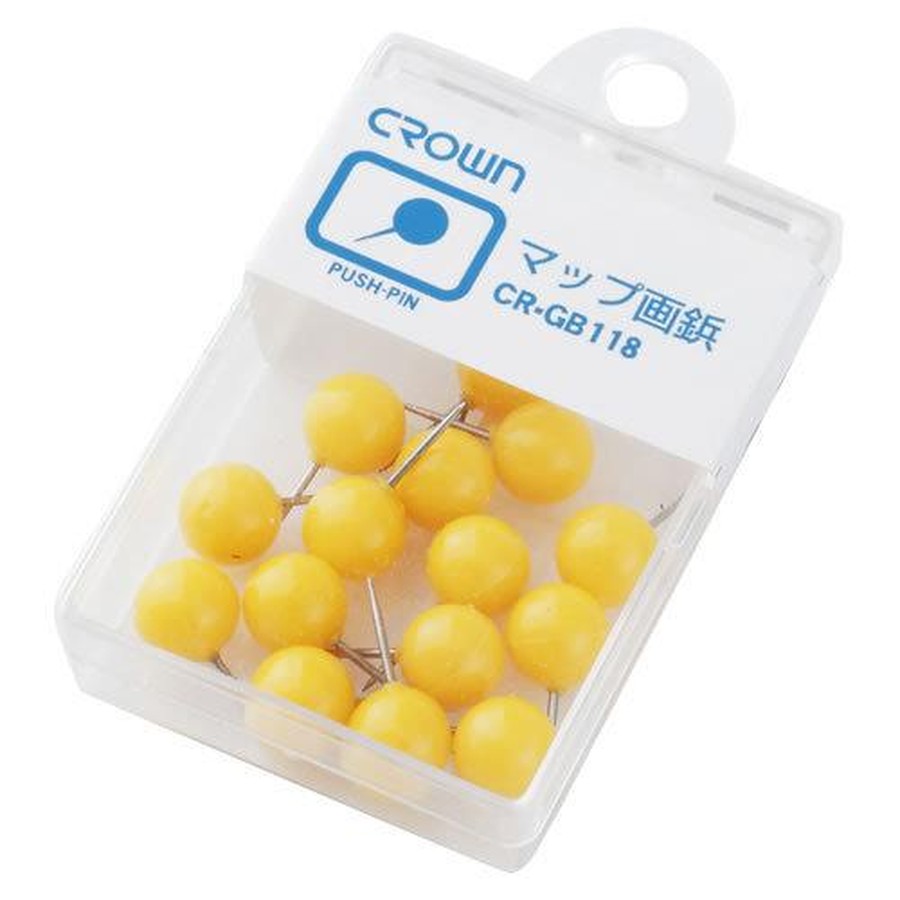 クラウン マップ画鋲 15本 黄 CR-GB118-Y【返品・交換・キャンセル不可】【イージャパンモール】