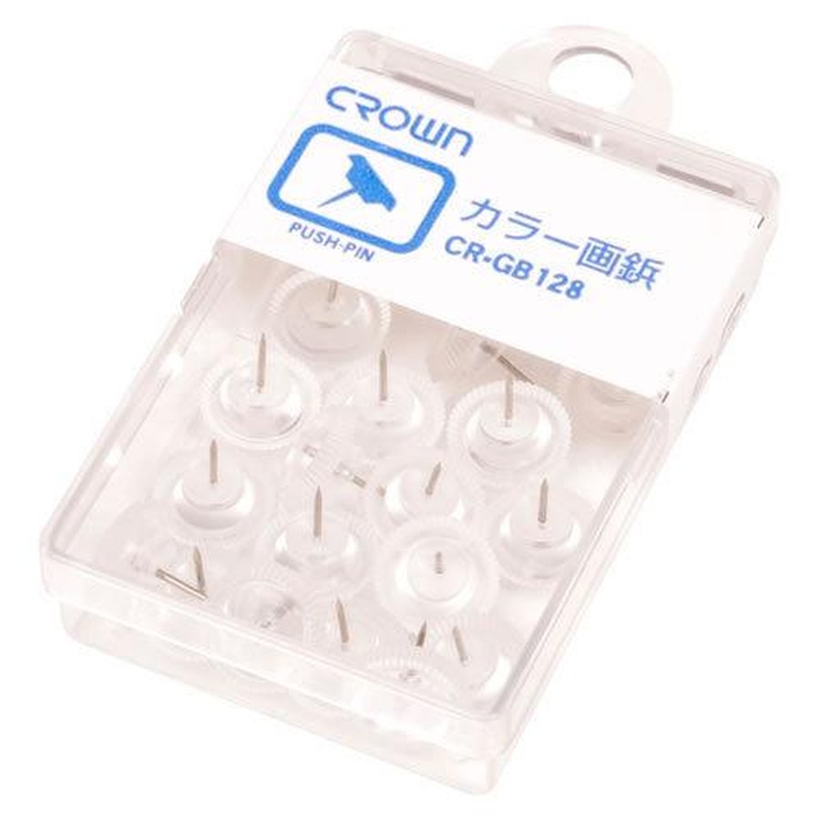 クラウン カラー画鋲 20本 透明 CR-GB128-T【返品・交換・キャンセル不可】【イージャパンモール】