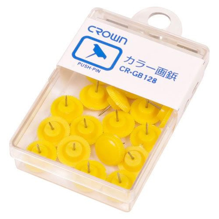 クラウン カラー画鋲 20本 黄 CR-GB128-Y【返品・交換・キャンセル不可】【イージャパンモール】