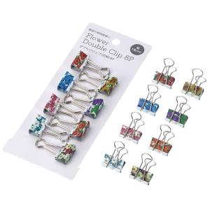 ダブルクリップ 花柄8P /ステーショナリー/事務用品/文具/景品/粗品/ノベルティ ★ロット割れ不可 10個単位でご注文願います 240個単位で送料無料