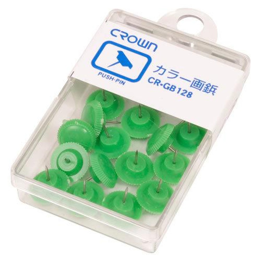 クラウン カラー画鋲 20本 緑 CR-GB128-G【返品・交換・キャンセル不可】【イージャパンモール】