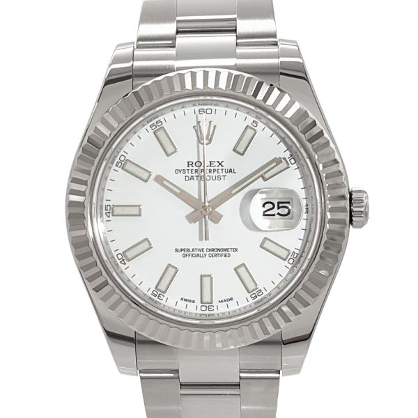 ロレックス ROLEX 116334 デイトジャストII ランダム 腕時計 ホワイト文字盤 WG×SS メンズ