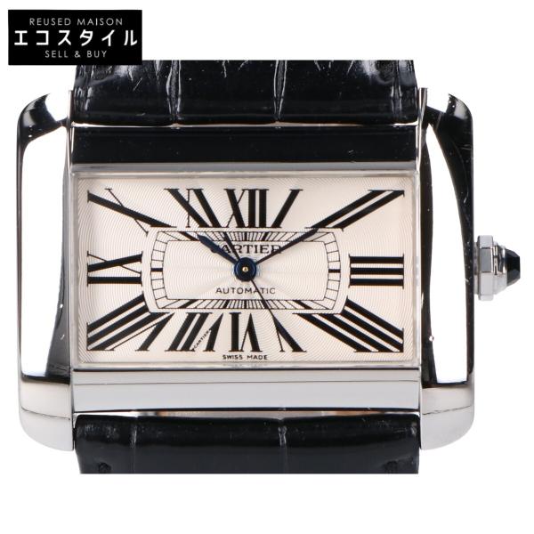 美品 Cartier カルティエ 仕上げ済み W6300755 SS×革 タンクディヴァンLM AT 腕時計 メンズ
