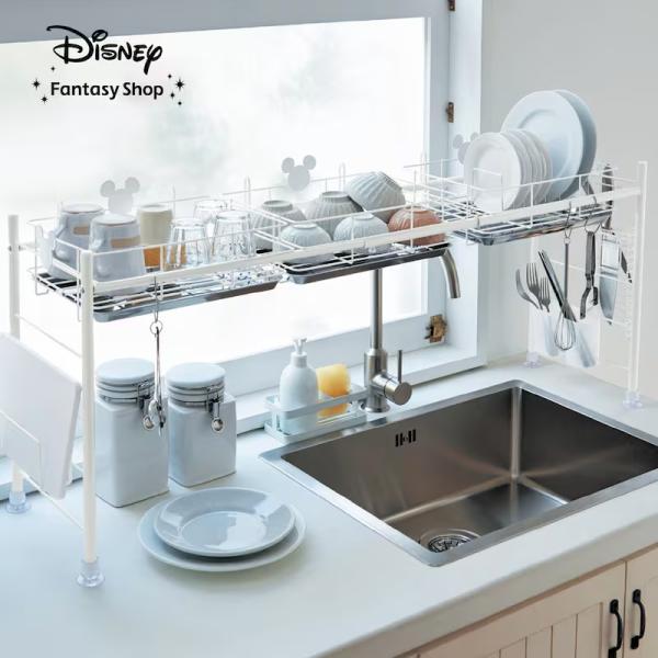 水切りラック ラック 水切り キッチン 台所 キッチン用品 台所用品 シンク 伸縮 Disney ディズニー キャラクター かわいい シンプル ワイド おしゃれ 新生活