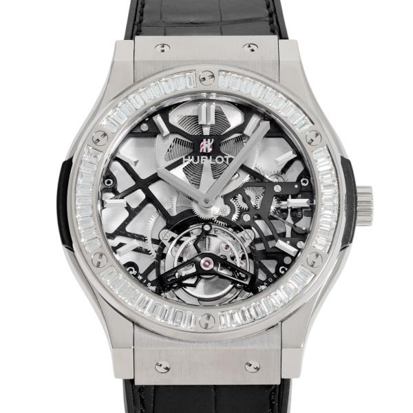 ウブロ HUBLOT クラシックフュージョン トゥールビヨン ベゼルバケット ダイヤモンド 505.NX.0170.LR.1904 ブラック/シルバー文字盤 新品 腕時計 メンズ