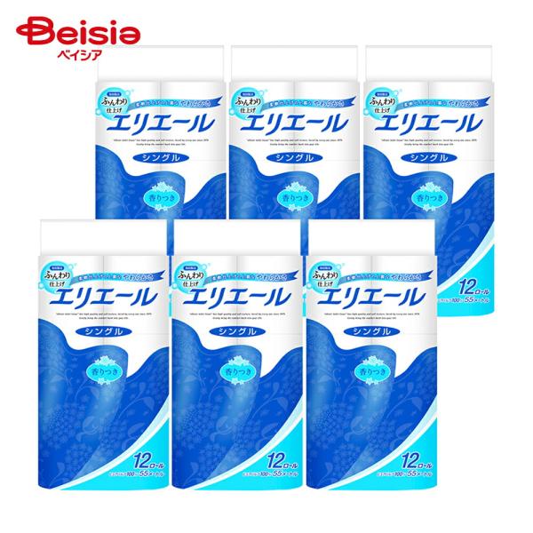 大王製紙 エリエール トイレット12ロール(シングル)55m×6個 | トイレットペーパー 12ロール シングル まとめ買い 長尺 日用品 生活雑貨 家庭用 業務用 エリエー