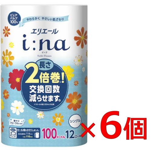 大王製紙 エリエール イーナ トイレットティシュー シングル 12R×6パック 【セット販売】