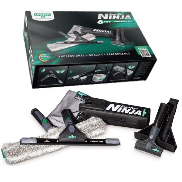 ウンガー UNGER　エルゴテック ニンジャ キット 6in1（AKN14）【業務用 35センチ スクイジー シャンパー バケツ ガラス清掃用品 窓掃除 エルゴテックNINJAキット
