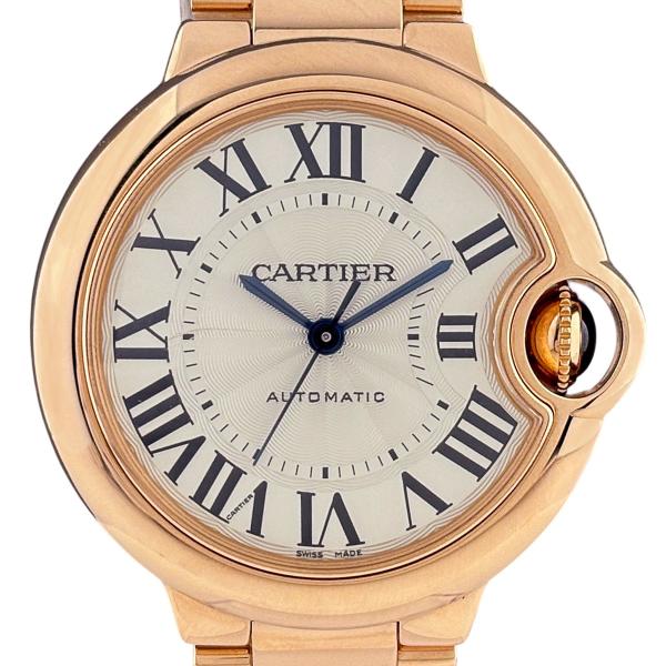 OH済 カルティエ CARTIER バロンブルー ローズゴールド W6920096 腕時計 PG 自動巻き シルバー レディース 中古