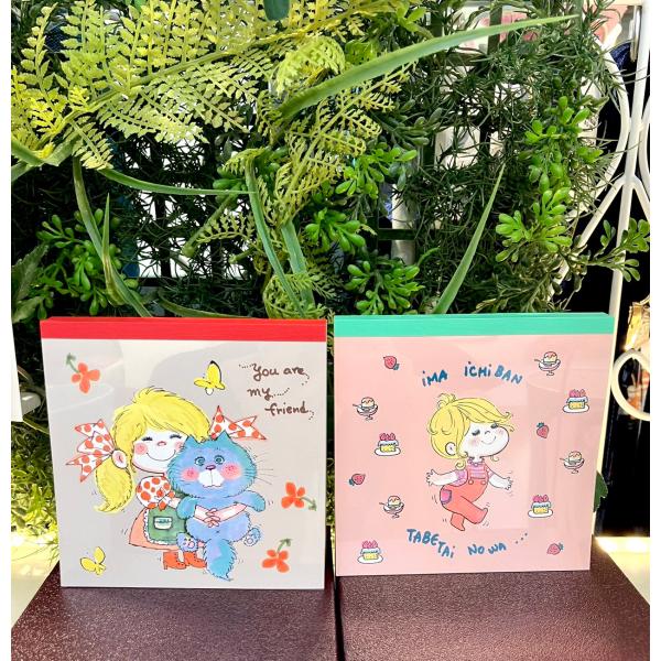 【水森亜土】スクエアメモパッド＜全2種類＞4デザイン100枚/100×100/made in Japan/ステーショナリー/文房具/あどちゃん/グッズ/ギフト/プレゼント