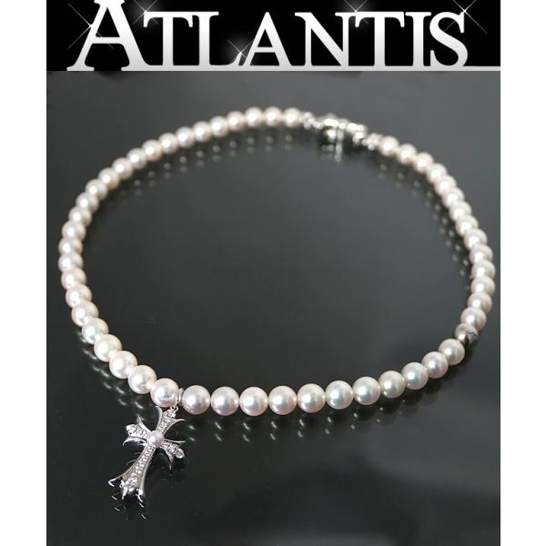 CHROME HEARTS 銀座店 クロムハーツ 未使用 ×ミキモト ダイヤ クロス パール ネックレス K18WG 101289