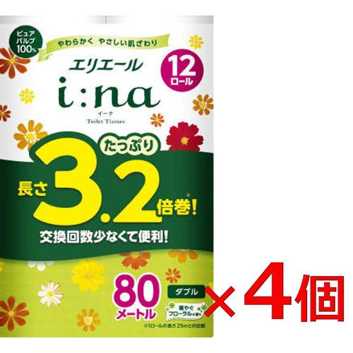 大王製紙 エリエール イーナ トイレットティシュー 3.2倍巻 ダブル 12R×4パック 【セット販売】