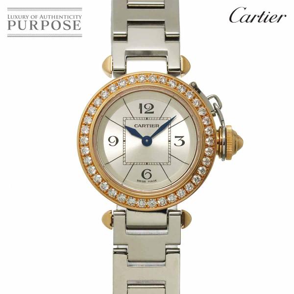 カルティエ Cartier ミスパシャ コンビ WJ124021 レディース 腕時計 ベゼル ダイヤ シルバー K18PG クォーツ Miss Pasha 90315250