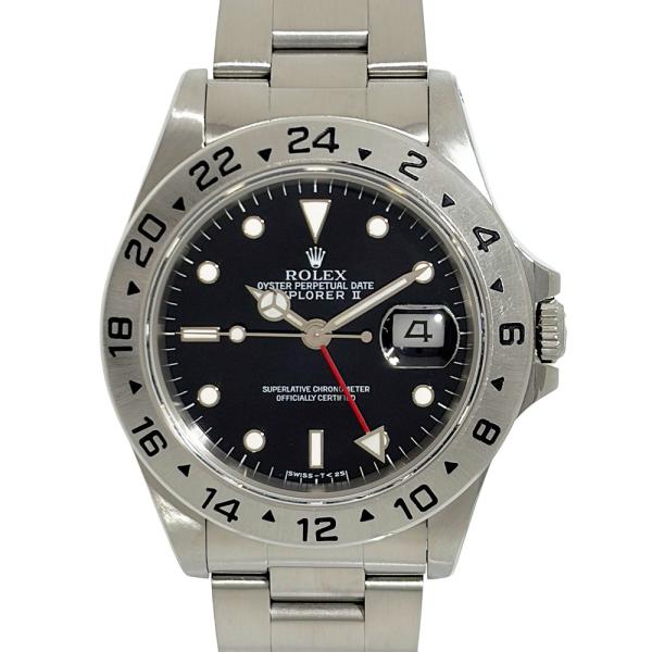 ロレックス ROLEX 16570 エクスプローラーII N番 腕時計 自動巻 ブラック文字盤 SS メンズ