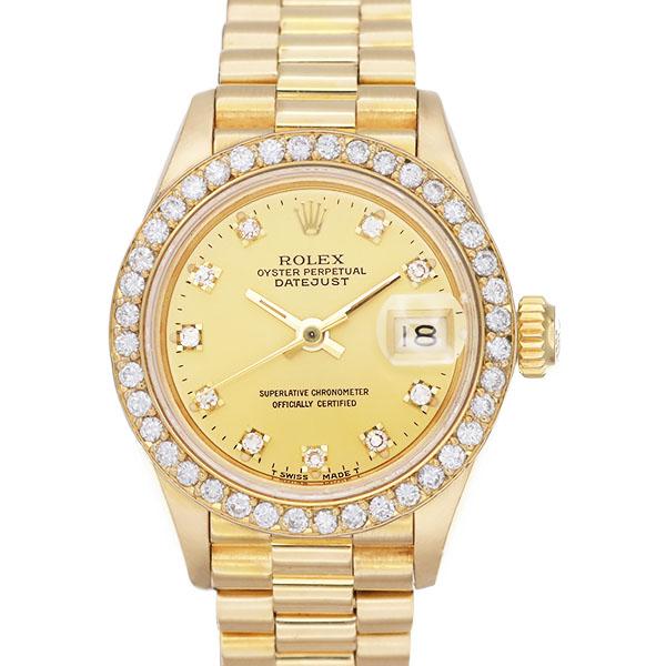 ロレックス ROLEX デイトジャスト 69178G 9番台 1987年頃製 K18YG 金無垢 72g アフターダイヤベゼル レディース 中古 プレゼント